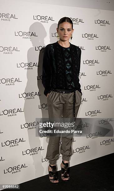 Model Laura Ponte attends day six of Cibeles Fashion Week at Ifema on February 23, 2010 in Madrid, Spain.