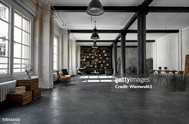 interior of a loft flat - loft stockfoto's en -beelden
