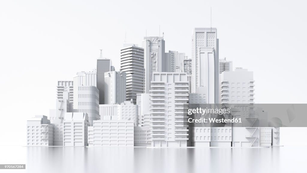 Model of a city, 3d rendering