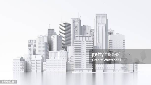 model of a city, 3d rendering - wolkenkratzer stock-grafiken, -clipart, -cartoons und -symbole