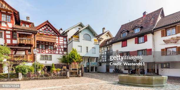 switzerland, thurgau, arbon, old town, fish market square, historical houses - schweiz stadt stock-fotos und bilder