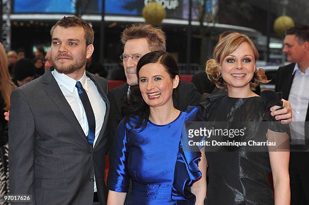 Actor Pilou Asbaek, actor Jesper Christensen, director Pernille Fischer Christensen and actress Lene Maria Christensen attend the 'En Famille'...