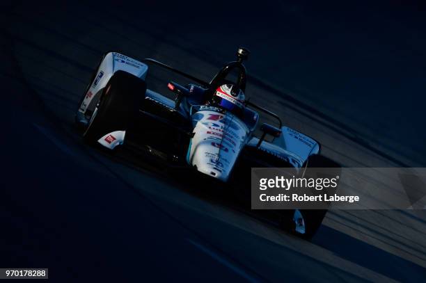 Graham Rahal, driver of the Fleet Cost & Care Honda, practices for the Verizon IndyCar Series DXC Technology 600 at Texas Motor Speedway on June 8,...
