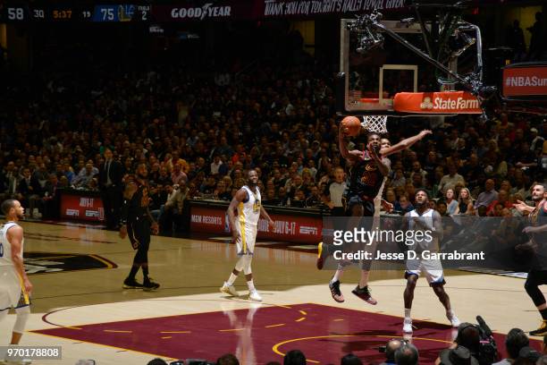 Jeff Green of the Cleveland Cavaliers shoots the ball against the Golden State Warriors in Game Four of the 2018 NBA Finals on June 8, 2018 at...