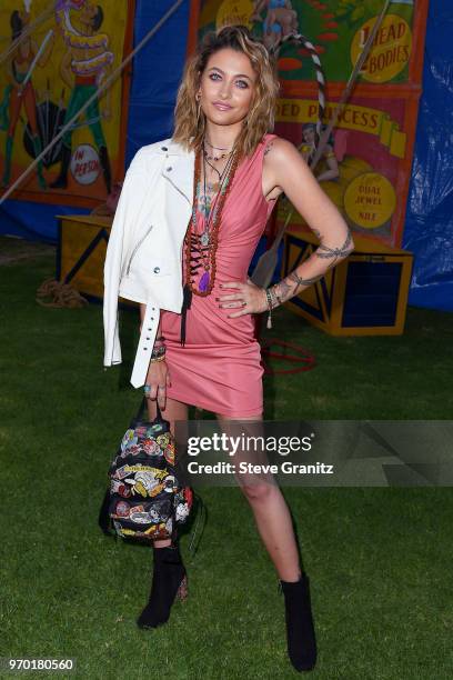 Paris Jackson attends the Moschino Spring/Summer 19 Menswear And Women's Resort Collection at Los Angeles Equestrian Center on June 8, 2018 in...