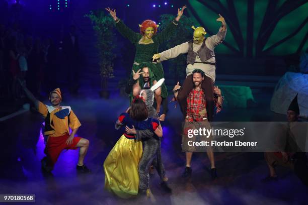 Ingolf Lueck and Ekaterina Leonova and Massimo Sinató during the finals of the 11th season of the television competition 'Let's Dance' on June 8,...