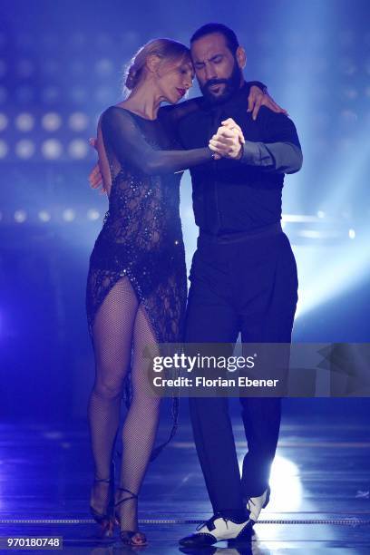 Julia Dietze and Massimo Sinató during the finals of the 11th season of the television competition 'Let's Dance' on June 8, 2018 in Cologne, Germany.