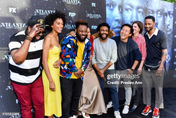 Brian Tyree Henry; Stefani Robinson, Stephen Glover, Zazie Beetz; Donald Glover; Hiro Murai, Dianne McGunigle and Lakeith Stanfield attend FX's...