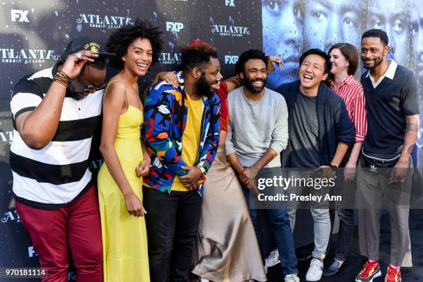 Brian Tyree Henry; Stefani Robinson, Stephen Glover, Zazie Beetz; Donald Glover; Hiro Murai, Dianne McGunigle and Lakeith Stanfield attend FX's...