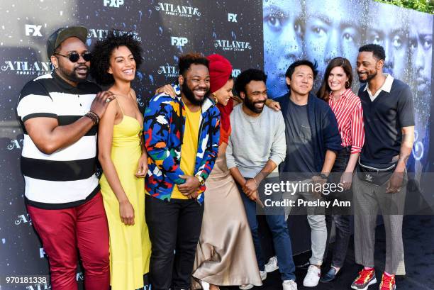 Brian Tyree Henry; Stefani Robinson, Stephen Glover, Zazie Beetz; Donald Glover; Hiro Murai, Dianne McGunigle and Lakeith Stanfield attend FX's...