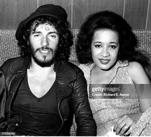 Bruce Springsteen backstage at the Bottom Line Club in New York with Ronnie Spector on August 13 1975 during his Born To Run tour