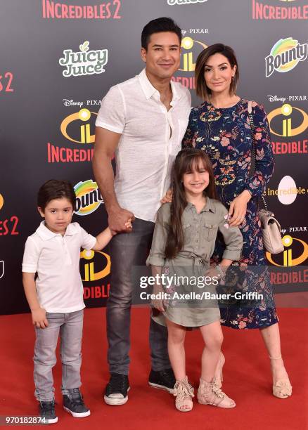 Personality Mario Lopez, wife Courtney Laine Mazza, son Dominic Lopez and daughter Gia Francesca Lopez attend the World Premiere of Disney and...