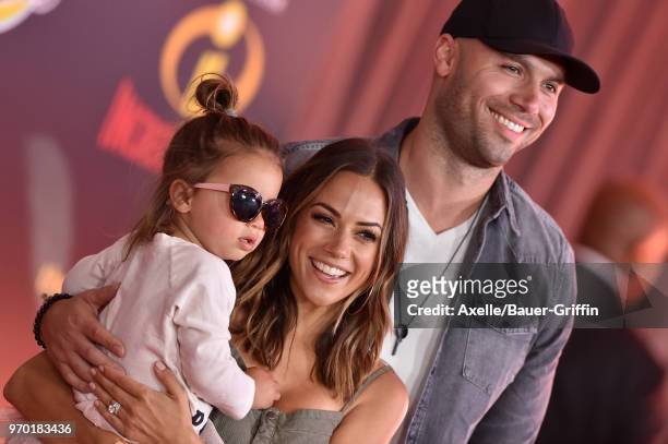 Actress Jana Kramer, Mike Caussin and daughter Jolie Rae Caussin attend the World Premiere of Disney and Pixar's 'Incredibles 2' on June 5, 2018 in...