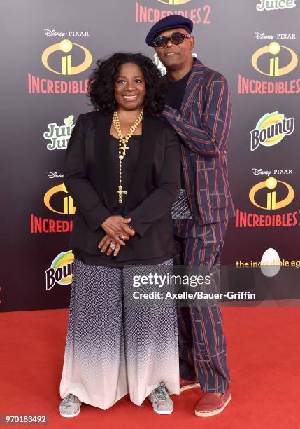 Actor Samuel L. Jackson and wife LaTanya Richardson attend the World Premiere of Disney and Pixar's 'Incredibles 2' on June 5, 2018 in Los Angeles,...