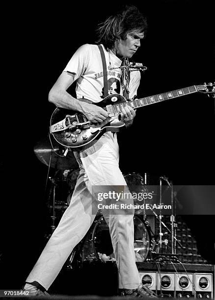 Neil Young performs live on stage with Crazy Horse at Madison Square Garden, New York on September 27 1978 during his One Stop World Tour