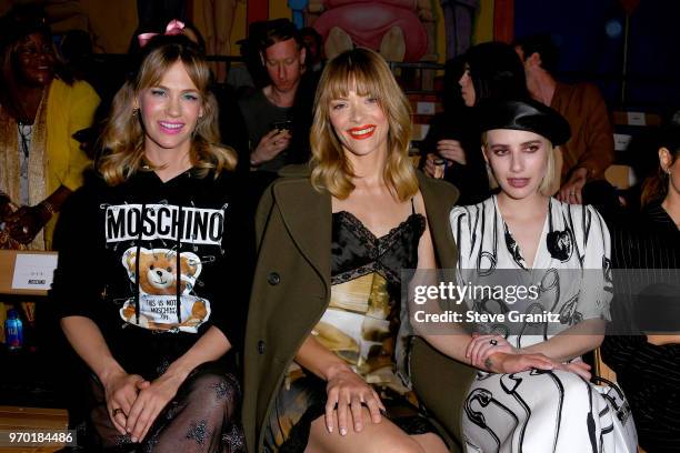 January Jones, Jaime King and Emma Roberts attend the Moschino Spring/Summer 19 Menswear And Women's Resort Collection at Los Angeles Equestrian...
