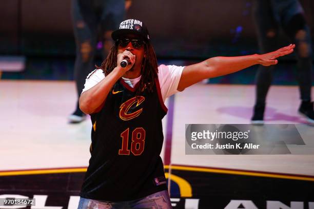 Rapper Lil' Jon performs during halftime of Game Four of the 2018 NBA Finals between the Cleveland Cavaliers and the Golden State Warriors at Quicken...