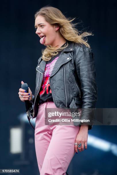 Rebecca 'Becca' Macintyre of Marmozets performs onstage at Download Festival 2018 at Donington Park on June 8, 2018 in Donington, England.