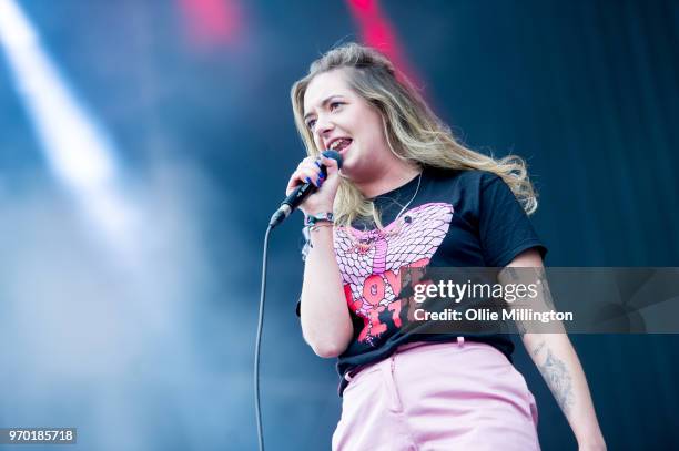 Rebecca 'Becca' Macintyre of Maemozets performs onstage at Download Festival 2018 at Donington Park on June 8, 2018 in Donington, England.