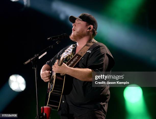 Luke Combs performs onstage during the 2018 CMA Music festival at Nissan Stadium on June 8, 2018 in Nashville, Tennessee.