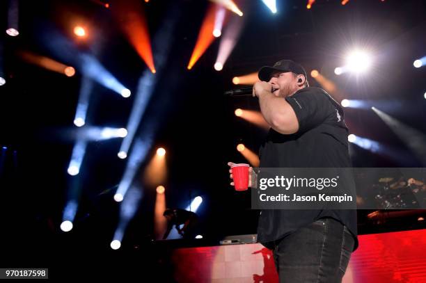Luke Combs performs onstage during the 2018 CMA Music festival at Nissan Stadium on June 8, 2018 in Nashville, Tennessee.