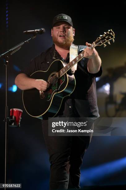 Luke Combs performs onstage during the 2018 CMA Music festival at Nissan Stadium on June 8, 2018 in Nashville, Tennessee.