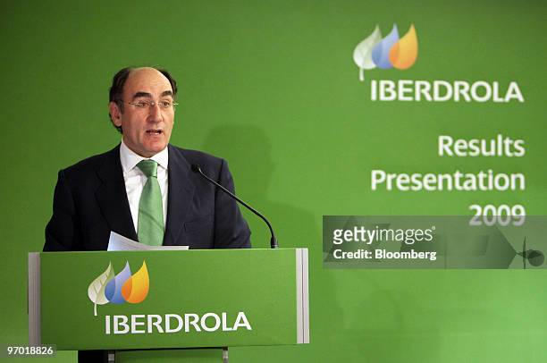 Jose Ignacio Sanchez Galan, chief executive officer of Iberdrola SA, speaks at the company's press conference to announce their full year results in...