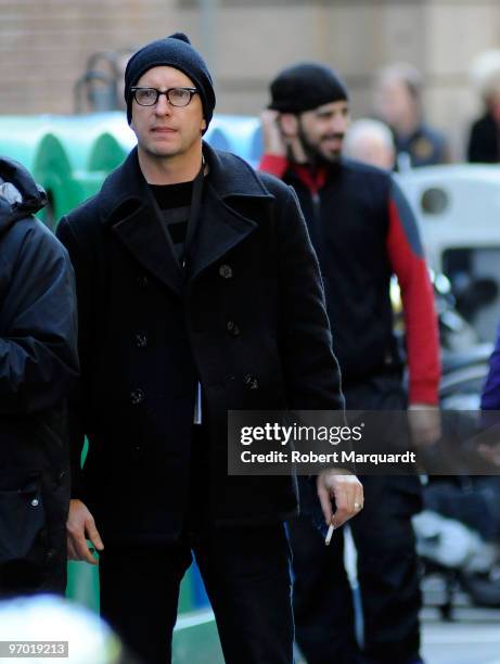 Director Steven Soderberg scouts for locations whilst directing his latest film 'Knockout' in the streets of the Barrio Gotic on February 24, 2010 in...