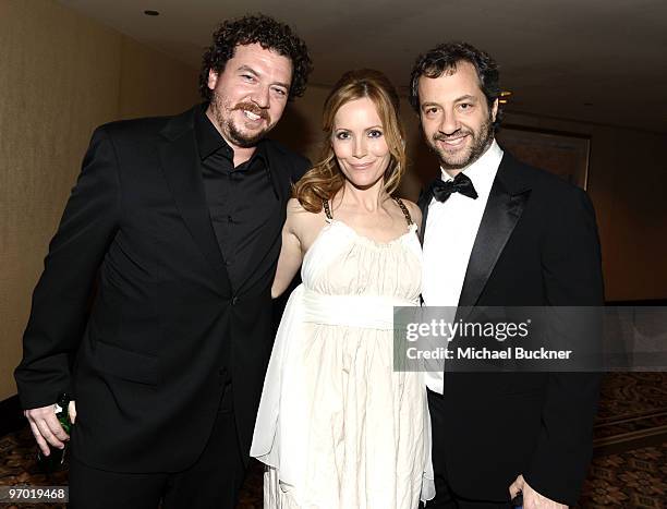 Actor/writer Danny McBride, actress Leslie Mann and writer/director/producer Judd Apatow attend the 2010 Writers Guild Awards held at the Hyatt...