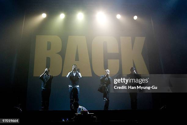Members of the Backstreet Boys onstage at AX-hall on February 24, 2010 in Seoul, South Korea.