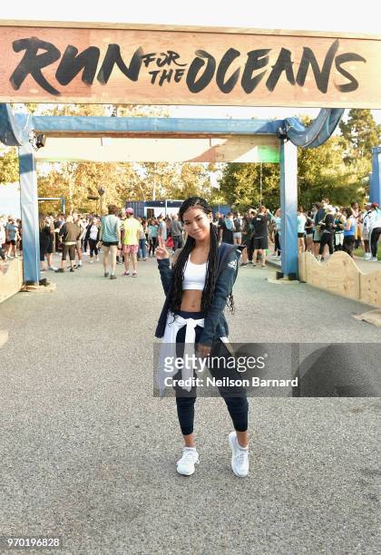 Singer Jhene Aiko attends adidas x Parley 'Run For The Oceans' event, harnessing the power of sport and continued fight against the threat of marine...