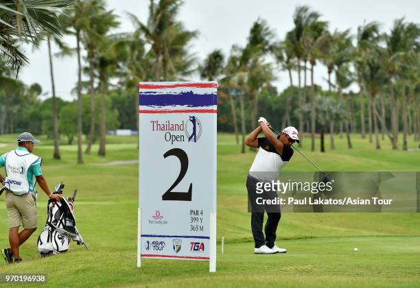 Chapchai Nirat of Thailand during the third round of the Thailand Open at Thai Country Club on June 9, 2018 in Chachoengsao, Thailand.