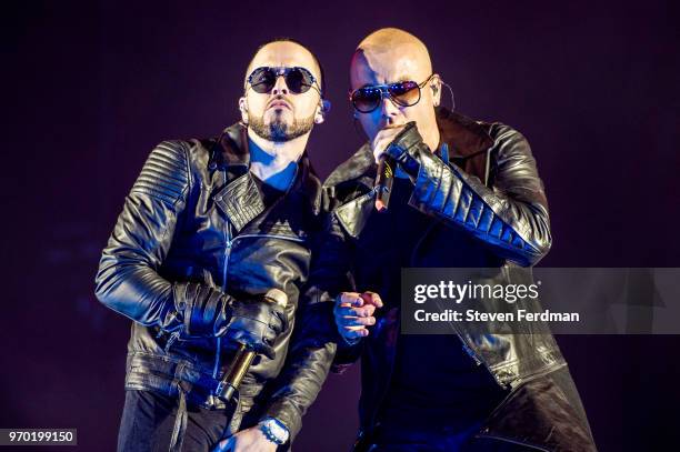 Wisin and Yandel perform live on stage at Madison Square Garden during Wisin y Yandel in Concert on June 8, 2018 in New York City.