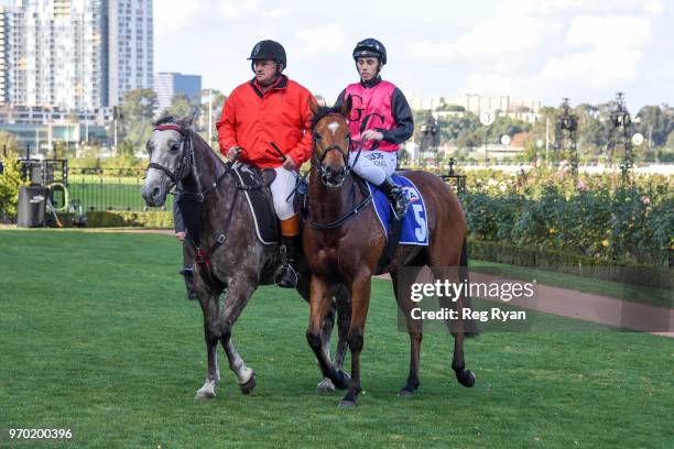 Lachlan King returns to the mounting yard on Barthelona after winning the TAB/ATA Celebrates Women Trainers Handicap, at Flemington Racecourse on...