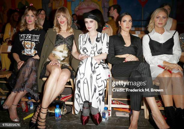 January Jones, Jaime King, Emma Roberts, Tallulah Willis, and Aubrey Plaza attend Moschino Spring/Summer 19 Menswear and Women's Resort Collection at...