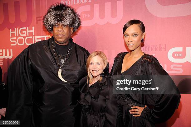 Vogue editor Andre Leon Talley, CW President Dawn Ostroff and model Tyra Banks attend The CW: It's A Reality at Simyone Lounge on February 23, 2010...