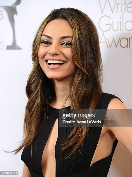 Actress Mila Kunis attends the 2010 Writers Guild Awards at Hyatt Regency Century Plaza Hotel on February 20, 2010 in Los Angeles, California.