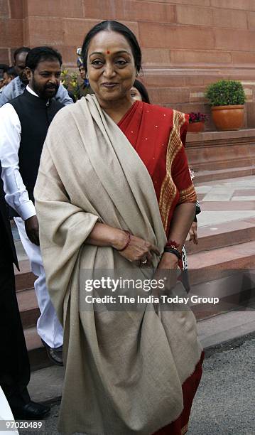 Lok Sabha speaker Meira Kumar arrives for the Parliament budget session on Tuesday, February 23, 2010.