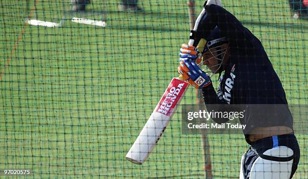 Virender Sehwag during the practice session in Gwalior on February 23, 2010.