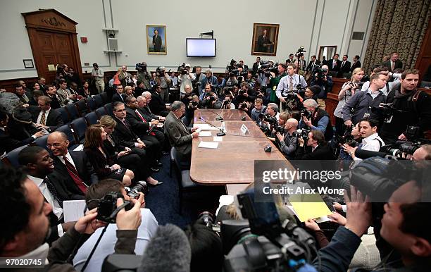 Secretary of Transportation Ray LaHood awaits the start of a House Oversight and Government Reform Committee hearing on Capitol Hill February 24,...