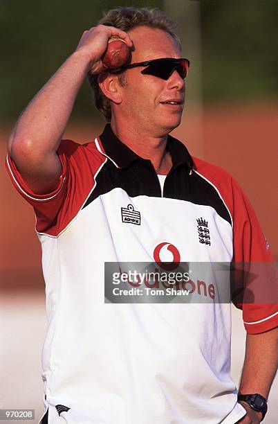 Portrait of England bowling coach Graham Dilley during a training session held during England Tour of India. \ Mandatory Credit: Tom Shaw /Allsport