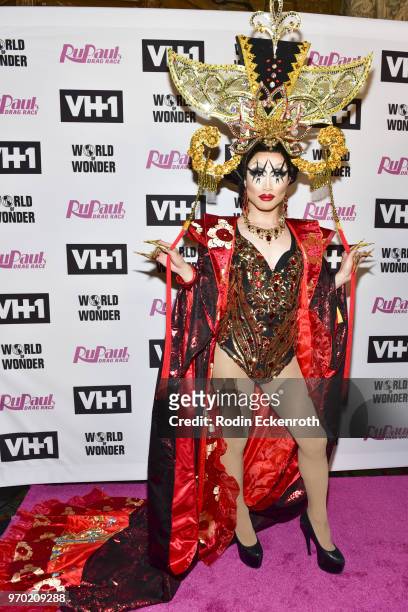 Yuhua Hamasaki attends VH1's "RuPaul's Drag Race" Season 10 Finale at The Theatre at Ace Hotel on June 8, 2018 in Los Angeles, California.