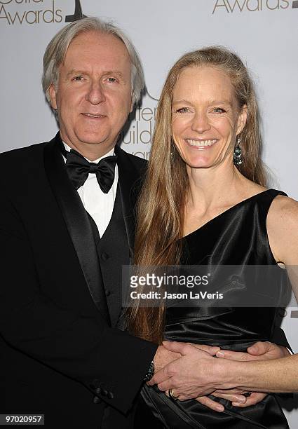 Director James Cameron and wife Suzy Amis attend the 2010 Writers Guild Awards at Hyatt Regency Century Plaza Hotel on February 20, 2010 in Los...