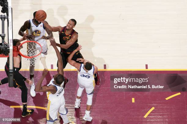 Rodney Hood of the Cleveland Cavaliers goes to the basket against the Golden State Warriors in Game Four of the 2018 NBA Finals on June 8, 2018 at...