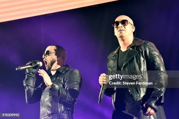 Wisin and Yandel perform live on stage at Madison Square Garden during Wisin y Yandel in Concert on June 8, 2018 in New York City.