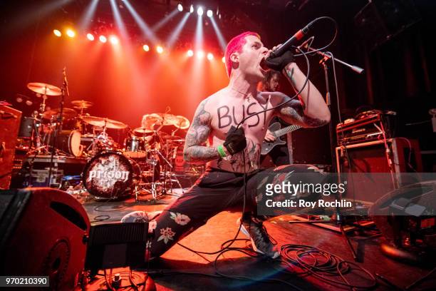 Johnny Crowder of Prison performs as they open for Combichrist at Gramercy Theatre on June 8, 2018 in New York City.