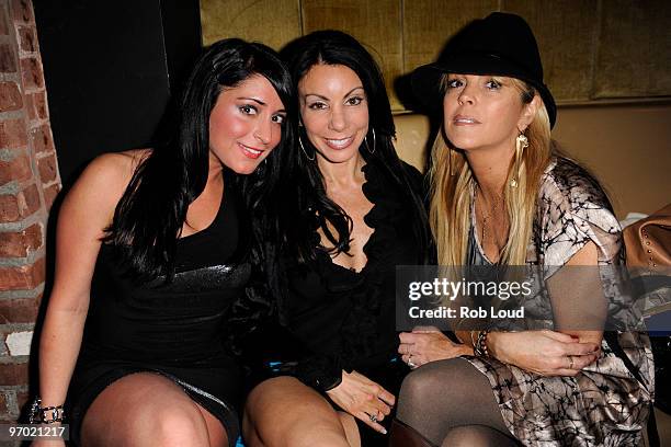 Angelina "Jolie" Pivarnick, Danielle Staub, and Dina Lohan attend Three-O Vodka's Rangtang launch party at Quo Nightclub on February 23, 2010 in New...