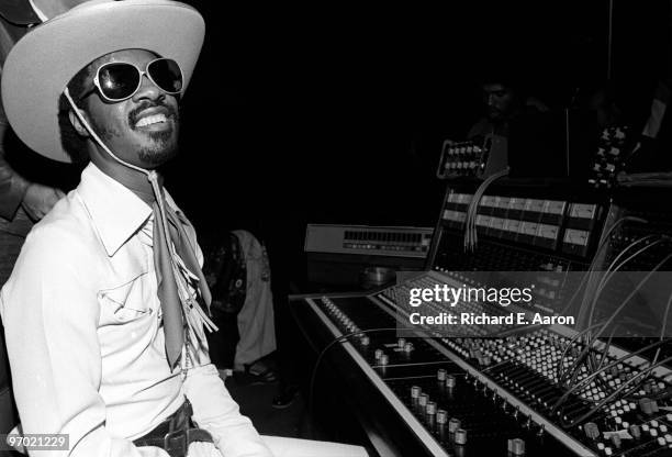 Photo of Stevie WONDER; Stevie Wonder promoting the album Songs In The Key Of Life, dressed as cowboy