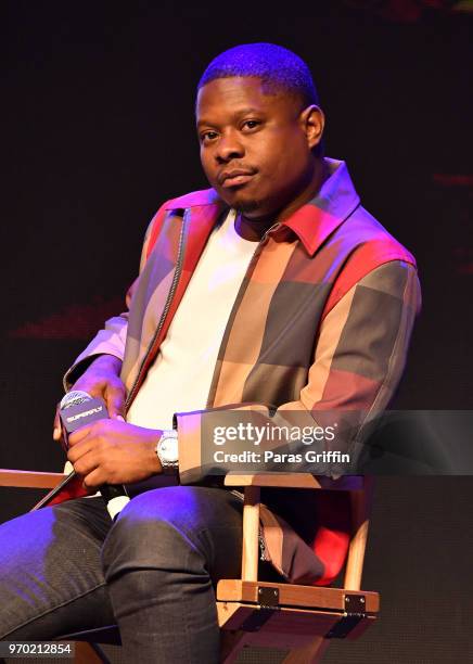 Actor Jason Mitchell speaks onstage at Sony X Revolt "Superfly" Concert at Center Stage on June 8, 2018 in Atlanta, Georgia.