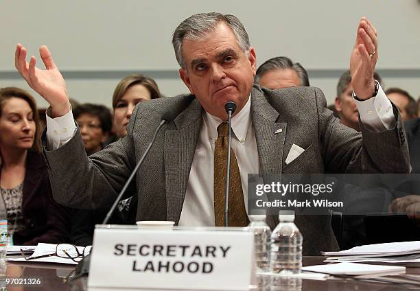 Secretary of Transportation Ray LaHood testifies before the House Oversight and Government Reform Committee hearing on Capitol Hill February 24, 2010...